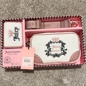 Juicy Couture Pink and Cream angel 3pc crossbody Set